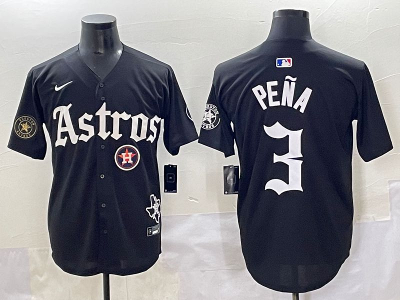 Men 2025 Houston Astros #3 Pena Black Five generations Joint Name Nike MLB Jersey style 25->houston astros->MLB Jersey